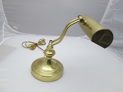 #ad Vintage Brass Bankers Desk Table Lamp Piano Light Swivel Head Works Great $39.95