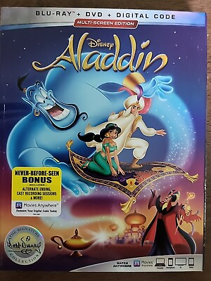 #ad Aladdin Signature Collection Blu ray DVD Digital 1992 with Slip Cover $7.00