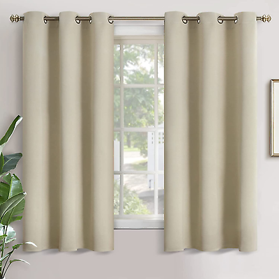 #ad Beige Room Darkening Curtains for Bedroom Thermal Insulated with Grommet Top B $43.99