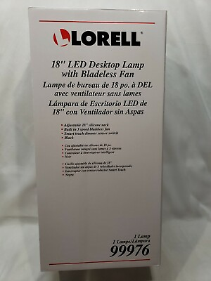 #ad Lorell 99976 3 Speed Fan LED Desktop Desk Lamp 18quot; Black New $28.00