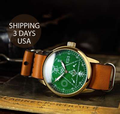 #ad Masonic watch soviet watch Men#x27;s vintage watch watch Masonic green watch $199.00