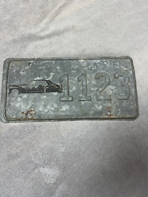 #ad Vintage Antique Chauffuer License Plate Metal 4 digit 1123 RARE $44.00