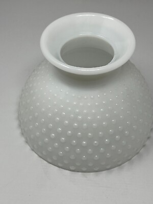 #ad Vintage White Milk Glass Hobnail Hurricane Oil Lamp Shade Only 6quot; tall x 8quot; Wide $24.95