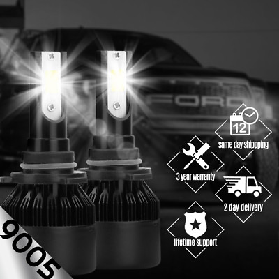 #ad NEW 2x 9005 H10 9145 6000k White 100W LED CREE Headlight Bulbs Kit Fog Light $15.99