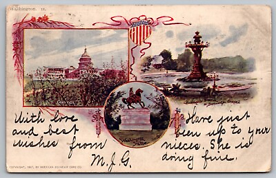 #ad United States Capitol Washington Statue Botanical Garden Fountain VNG Postcard $12.00