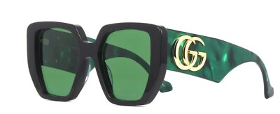 #ad Gucci GG 0956S 001 Black Green Oversized Geometric Women#x27;s Sunglasses $268.99
