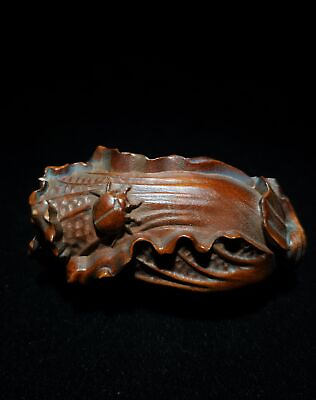 #ad Rare Chinese cabbage boxwood fortune statue collect hand piece netsuke gift $15.26