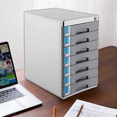 #ad Office Filing Cabinet 5 7 Drawer Aluminum Alloy File Cabinet w Lock Desktop NEW $69.99