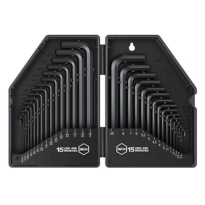 #ad 30 Piece Hex Key Allen Wrench Tool Set Alloy Steel L Shape Black Metric amp; SAE $28.34