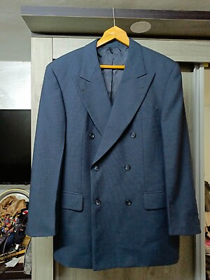 #ad 1940s vintage handtailored bespoke classic all worsted navy db gangster suit $129.99