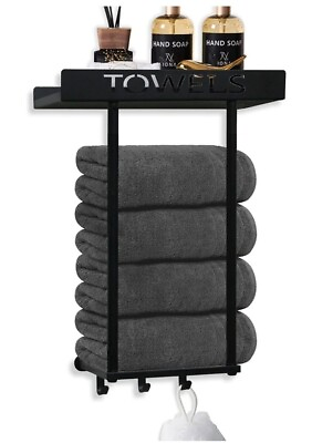 #ad Towel Rack For Bathroom w Shelf and 3 Hooks $28.00