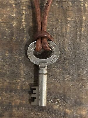 #ad Abercrombie amp; Fitch Antique Distressed Leather Skeleton Old Vintage Key Necklace $29.99