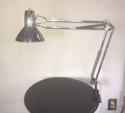 #ad VTG Mid Century Articulating Chrome Drafting Lamp w Clamp. Kenroy USA Grt Cond $89.00