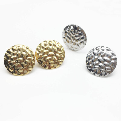 #ad 50pcs lot Stainless Steel Round Stud Earrings with Hole Gold Tone Earring Post $11.99