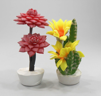 #ad Artificial Cactus Succulent Plant Pink Small Home Indoor Replica Desert 2pc $14.96