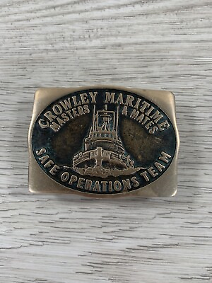 #ad Crowley Maritime Brass Buckle Master amp; Mates Anacortes WA 1984 USA Handmade $39.99