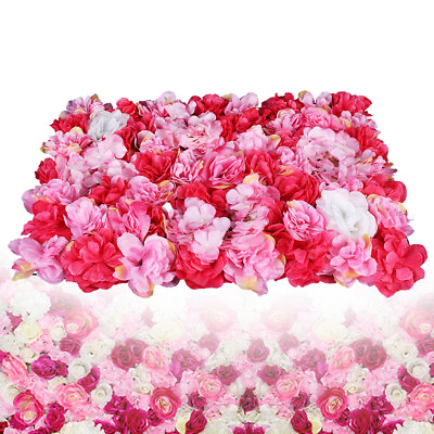 #ad 6* Artificial Wedding Silk Flower Wall Decor Background Rose Hydrangea Panels US $70.00