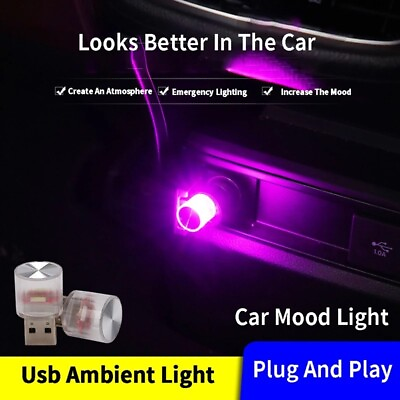 #ad 1x Mini Lamp Bulb LED USB Interior Neon Atmosphere Ambient Light Cars Accessory $6.46