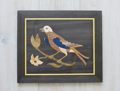 #ad Bird on flowering branches Bird Wood Wall decor wood inlay marquetry $290.00