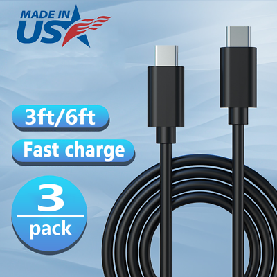 #ad 3 pack USB C to USB C Type C Fast Charging Data SYNC Charger Cable Cord 3 6 10FT $3.99