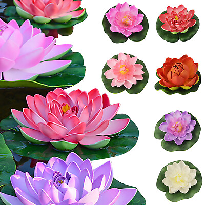#ad Simulated Water Lilies Pond Fish Pond Floating Decoration PropsFish Tank Deco $8.35