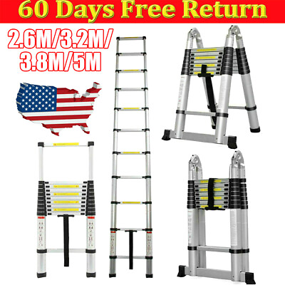 #ad Portable Telescopic Ladder 2.6 5M Multi Purpose Folding Telescoping Ladders New $68.37