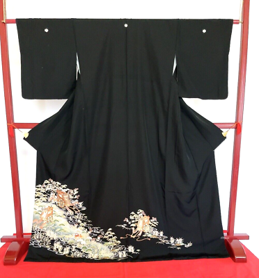 #ad Japanese Kimono “Tomesode” Pure Silk Traditional Flower Bird Classic pattern $110.00