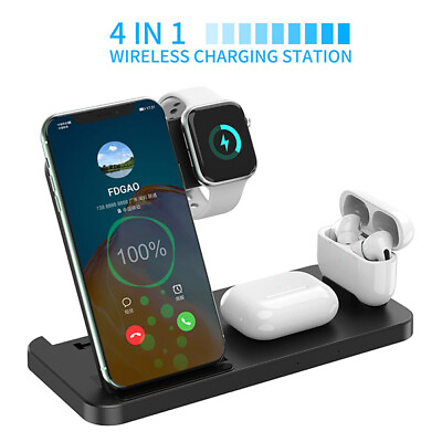 #ad 4in1 Wireless Charging Station For Apple AirPods iWatch iPhone 14 12 XS 11 13 8 $12.96