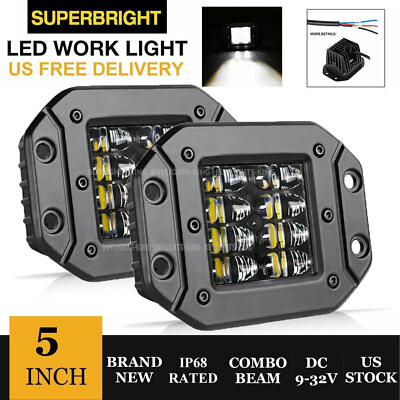 #ad 5quot; Flush Mount LED Lights Backup Reverse Rear Front Bumper Pods Offroad 12V 160W $21.24