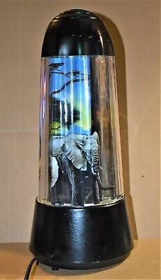 #ad 1994 2000 Tanaka Rotating Lamp 14 1 2quot; Tall Rare Wild African Animals Works VGC $30.00