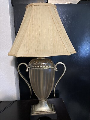 #ad Vintage UTTERMOST LIGHTING Large Table Lamp with shade glass body metal base $109.00