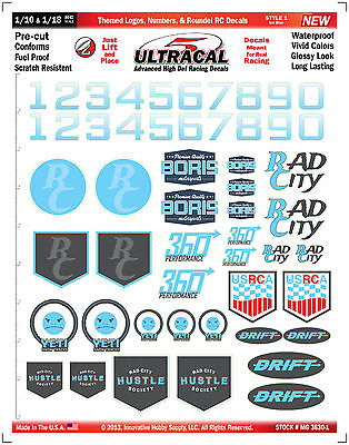 #ad MG 3630 1 Racing Themed Logos Numbers amp; Roundel RC Decals Stickers Graphics $17.39