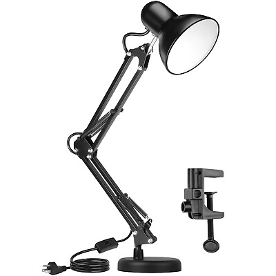 #ad Metal Adjustable Swing Arm Desk Lamp Eye Caring Study Desk Lamps Black $22.99