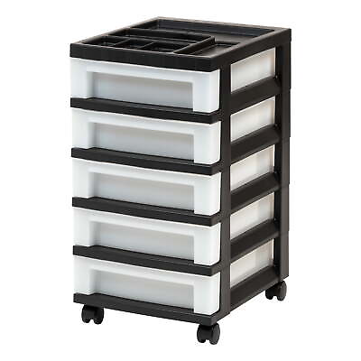 #ad 5 Drawer Plastic Storage Cart with Organizer Top amp; Wheels Adult Black Pearl US $33.49