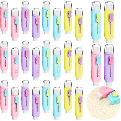 #ad 24 Pack Back to School Retractable Pencil Erasers with Brush Creative Erasers... $26.61
