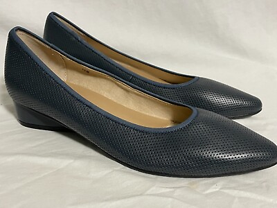 #ad Vaneli Womens Perforated Leather Pumps Navy Size 10M $49.99
