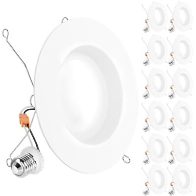 #ad Sunco 12 Pack Retrofit LED Recessed Lighting 6 Inch 5000K Daylight Dimmable... $63.47