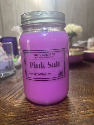 #ad Pink Salt Mason Jar Candle 16 oz Scented Candle $21.00