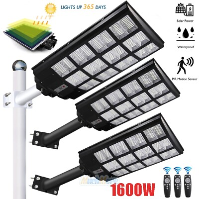 #ad Weathproof 1600W LED Solar Street Light 9000000LM Dusk Dawn Road LampTimerPole $33.83