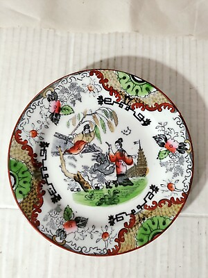 #ad Antique 19th Century Italian Ironstone Dinnerware Set Of 2 Saucer Plates Chinese $280.00