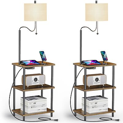 #ad #ad Set of 2 Floor Lamp with Table End Table with USB Charging Port Type C Powe... $139.73