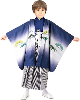 #ad Boy#x27;s Hakama 5yr Old Celebration Traditional Formal Ware Navy Blue Mallet Japan $257.00