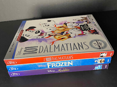 #ad Lot Of 3 Blu Ray Disney Movies 101 Dalmations Frozen Aladdin with Slip Covers $9.99