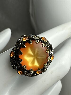 #ad Adjustable vintage Lucite orange size size 7 ring $26.10