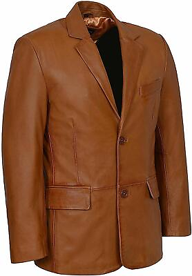 #ad New Men#x27;s Genuine Lambskin Pure Real Leather Blazer Coat TWO BUTTON Soft Jacket $167.20