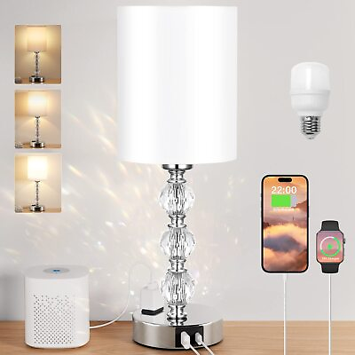 #ad Touch Bedside Crystal Lamps for Bedrooms Nightstand with USB CA Charging Por... $43.99