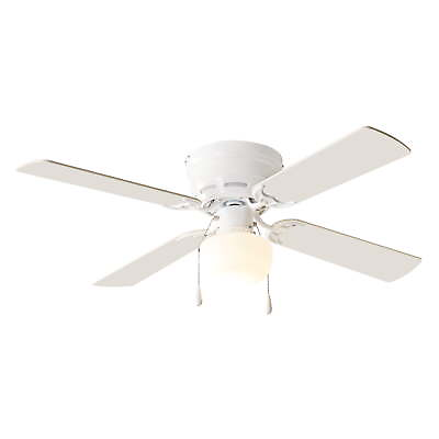 #ad 42quot; Hugger Metal Indoor Ceiling Fan with Light White 4 Blades LED Bulb $32.22