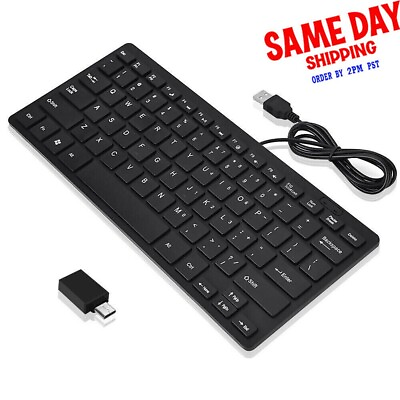 #ad Mini USB Wired Compact Keyboard f PC Laptop 78 Keys Waterproof Type C Adapter $24.86