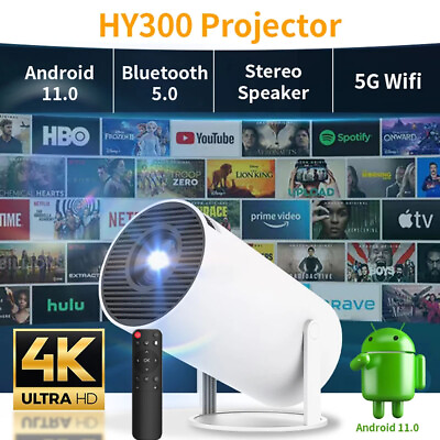 #ad Mini Projector 4K Smart Android 11 5G Wifi Bluetooth Portable Home Theater 1080P $89.99