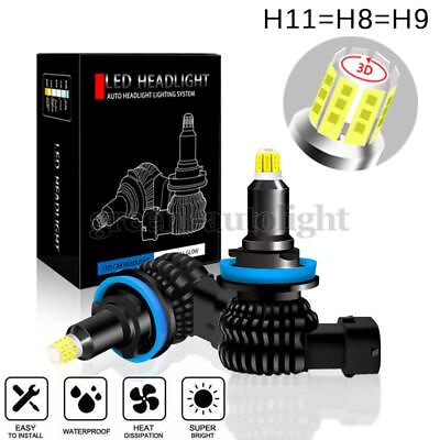 #ad H11 H8 H9 360° LED Headlight Bulbs Kit 8 sides 6500K High Beam Low Beam Lamp Fog $24.98